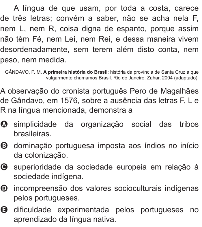 Questão 6 no caderno Azul do ENEM 2015