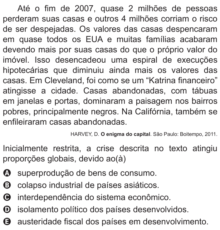 Questão 8 no caderno Azul do ENEM 2015