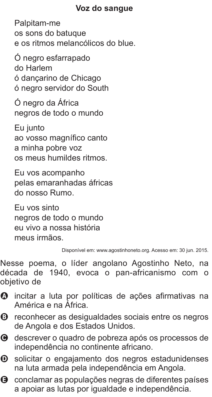 Questão 9 no caderno Azul do ENEM 2015