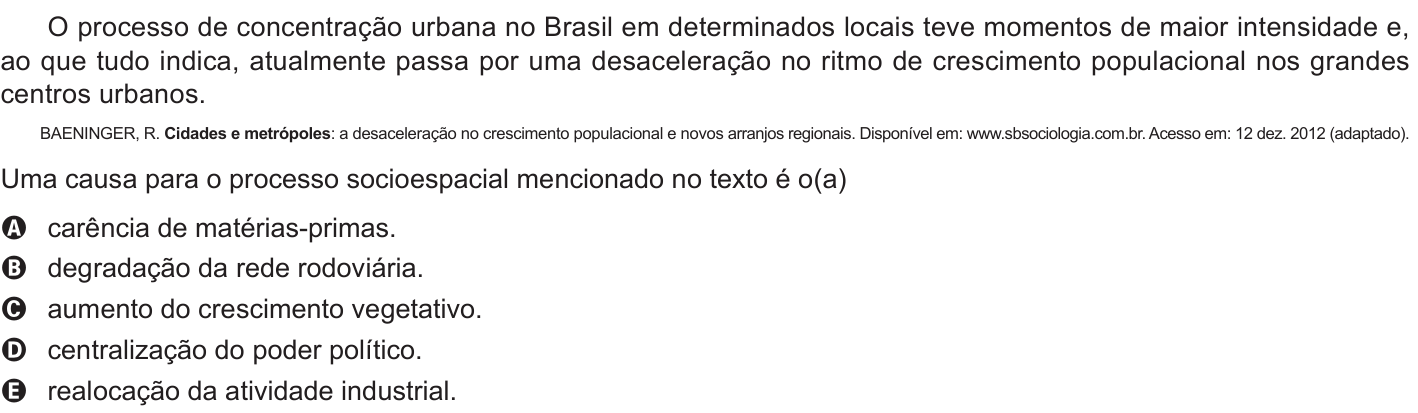 Questão 12 no caderno Azul do ENEM 2015