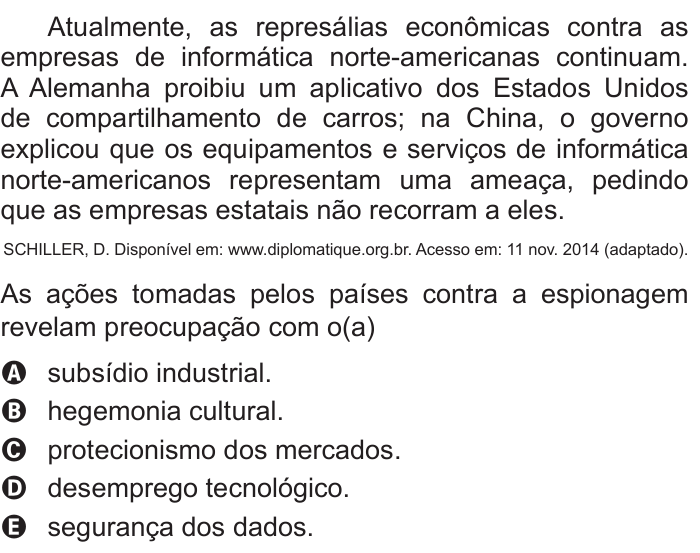 Questão 21 no caderno Azul do ENEM 2015