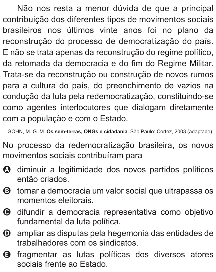 Questão 25 no caderno Azul do ENEM 2015
