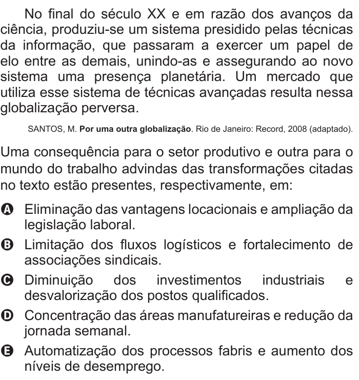 Questão 29 no caderno Azul do ENEM 2015