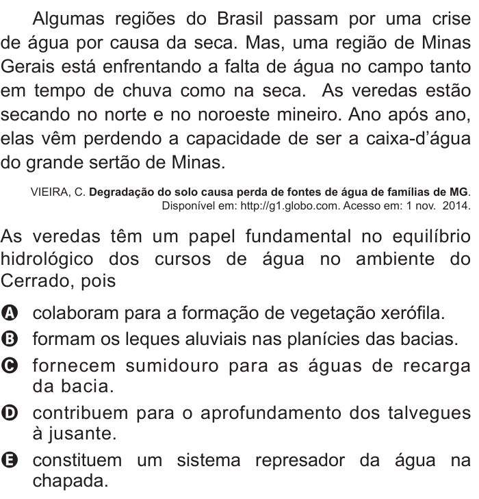 Questão 32 no caderno Azul do ENEM 2015