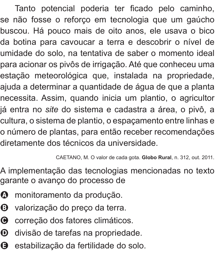 Questão 33 no caderno Azul do ENEM 2015