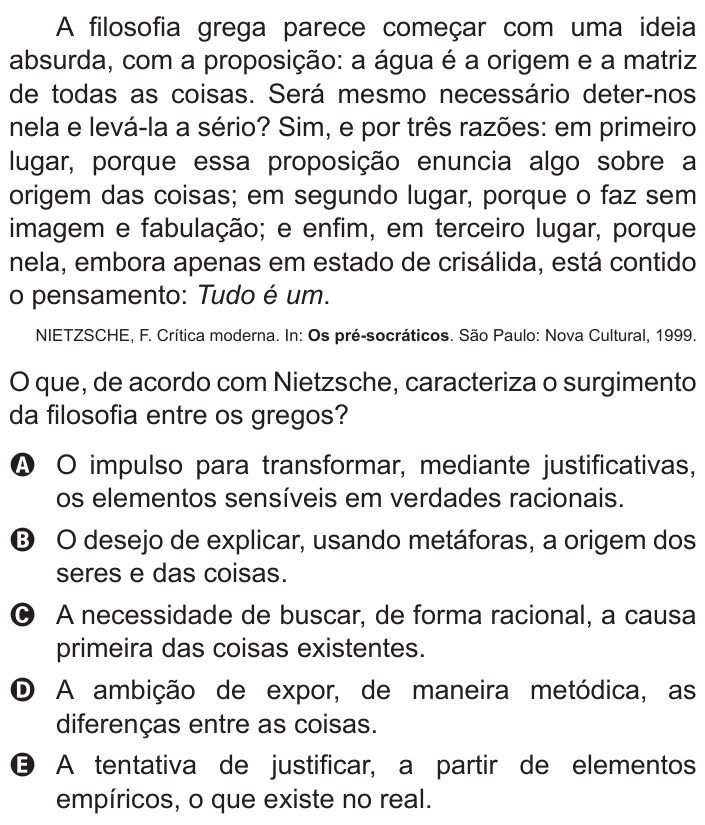 Questão 34 no caderno Azul do ENEM 2015