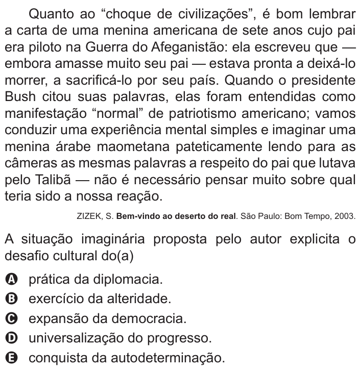 Questão 35 no caderno Azul do ENEM 2015