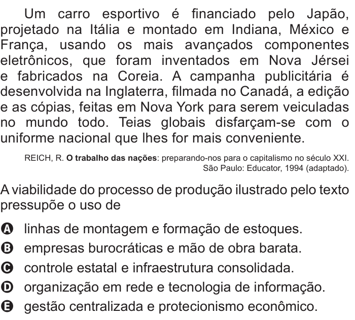 Questão 38 no caderno Azul do ENEM 2015