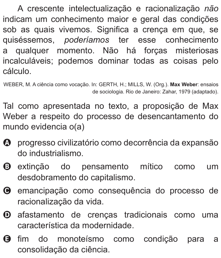 Questão 40 no caderno Azul do ENEM 2015