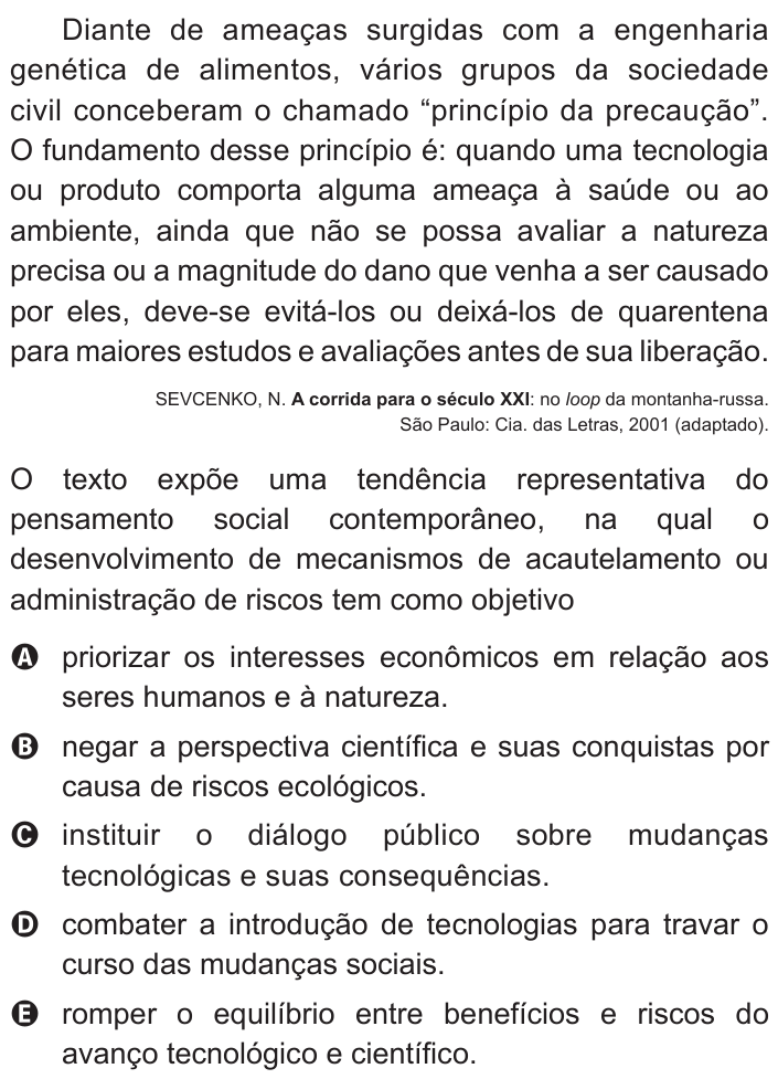 Questão 41 no caderno Azul do ENEM 2015