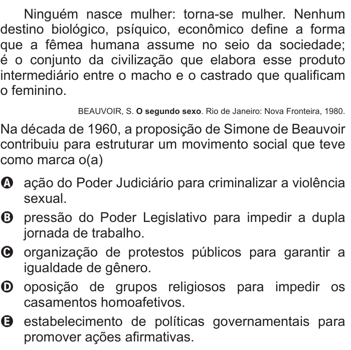 Questão 42 no caderno Azul do ENEM 2015