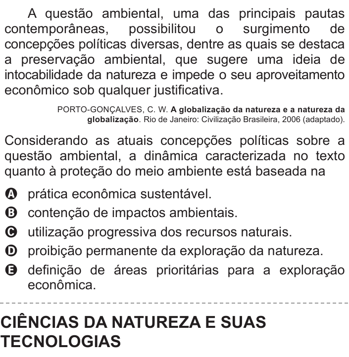 Questão 45 no caderno Azul do ENEM 2015