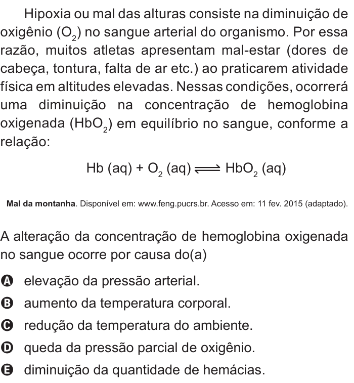 Questão 46 no caderno Azul do ENEM 2015