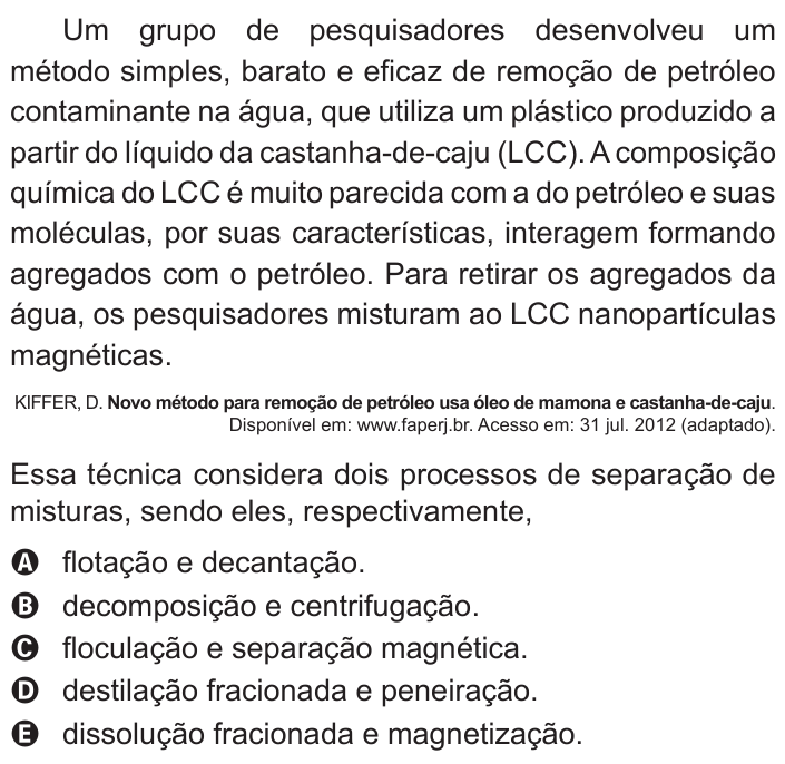 Questão 51 no caderno Azul do ENEM 2015