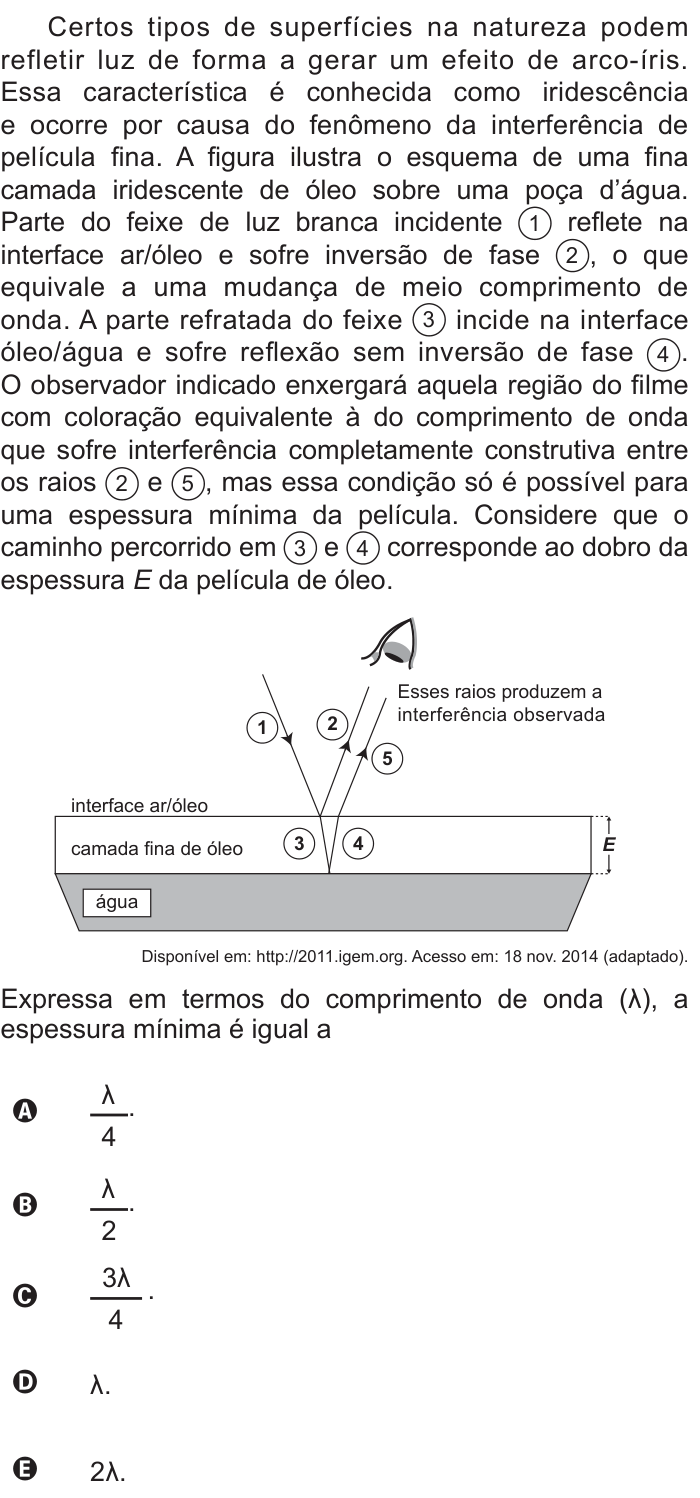 Questão 53 no caderno Azul do ENEM 2015