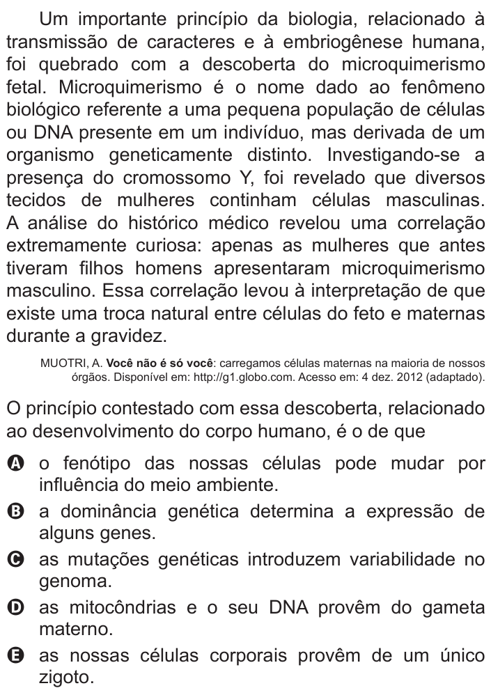 Questão 54 no caderno Azul do ENEM 2015