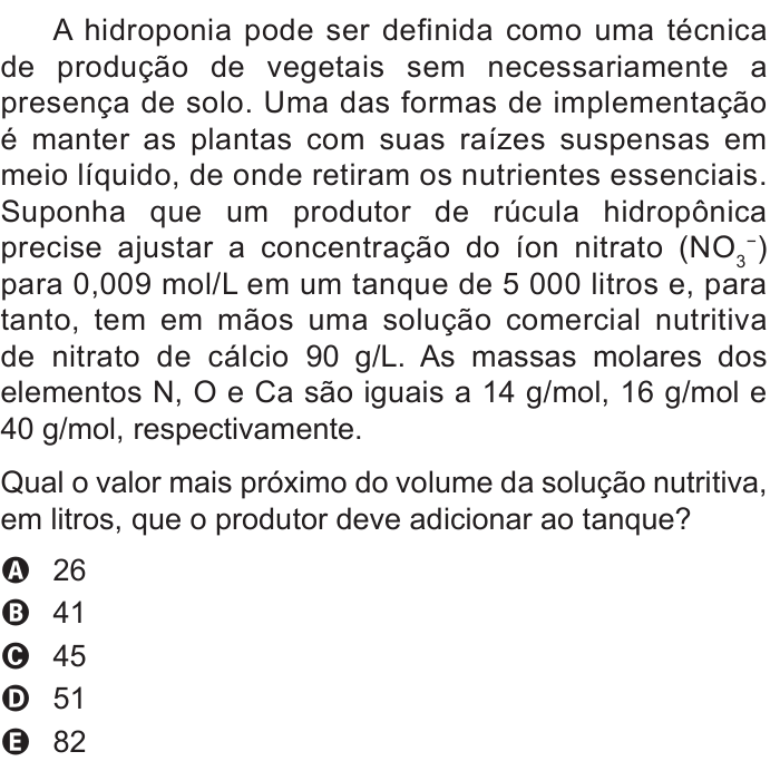Questão 55 no caderno Azul do ENEM 2015