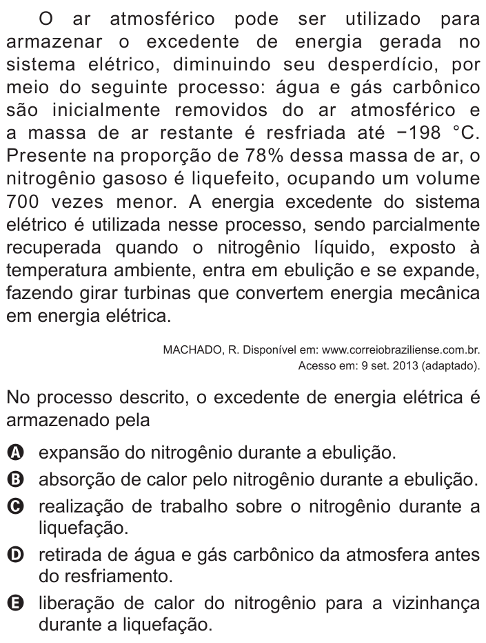 Questão 57 no caderno Azul do ENEM 2015