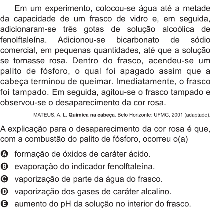 Questão 62 no caderno Azul do ENEM 2015