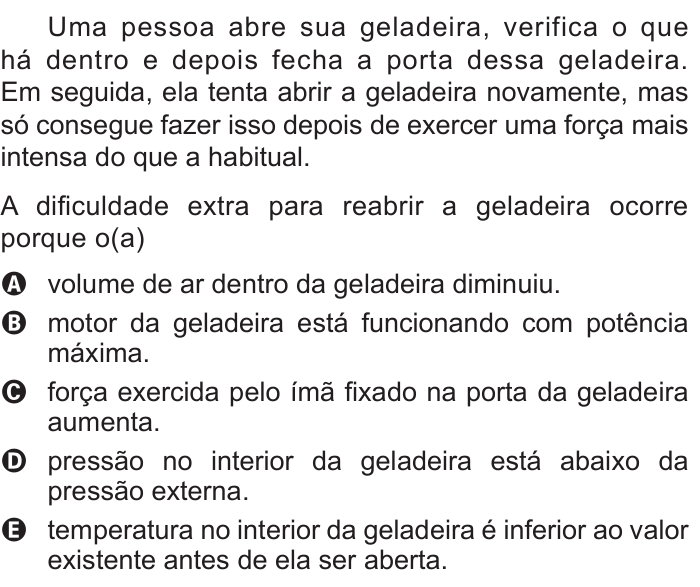 Questão 63 no caderno Azul do ENEM 2015