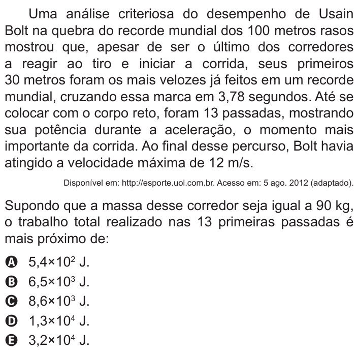 Questão 64 no caderno Azul do ENEM 2015