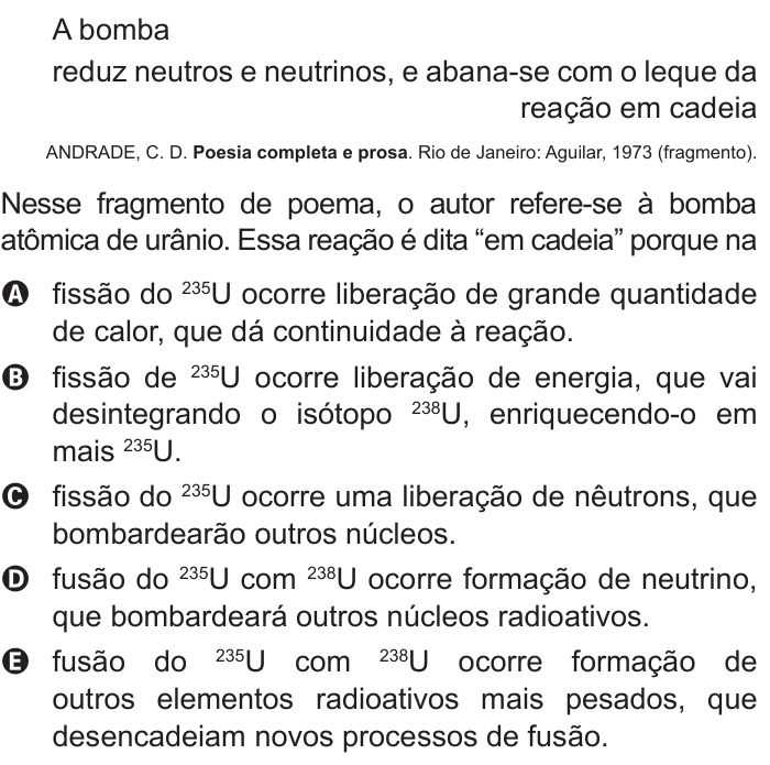 Questão 73 no caderno Azul do ENEM 2015