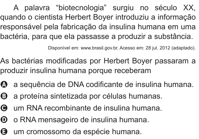 Questão 74 no caderno Azul do ENEM 2015