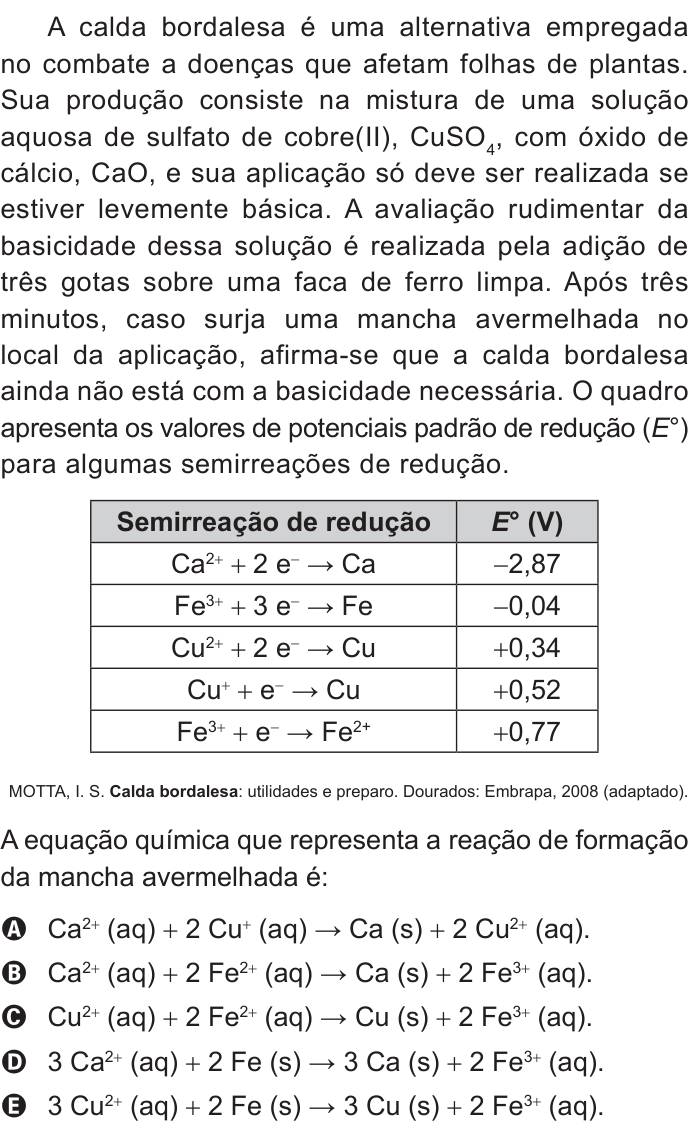 Questão 81 no caderno Azul do ENEM 2015