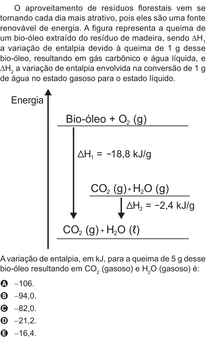 Questão 84 no caderno Azul do ENEM 2015