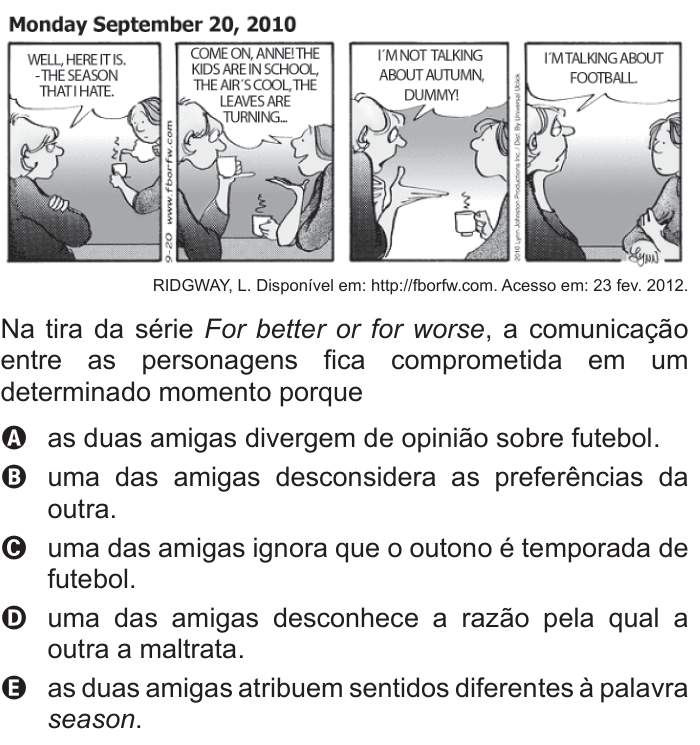Questão 92 no caderno Azul do ENEM 2015