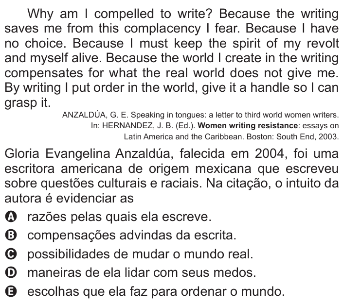 Questão 93 no caderno Azul do ENEM 2015