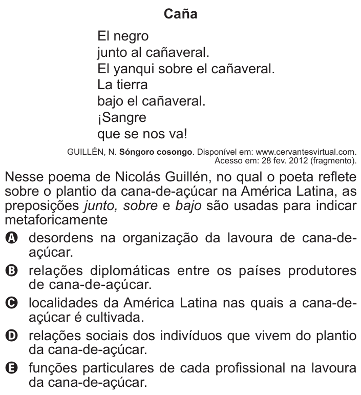 Questão 91 no caderno Azul do ENEM 2015
