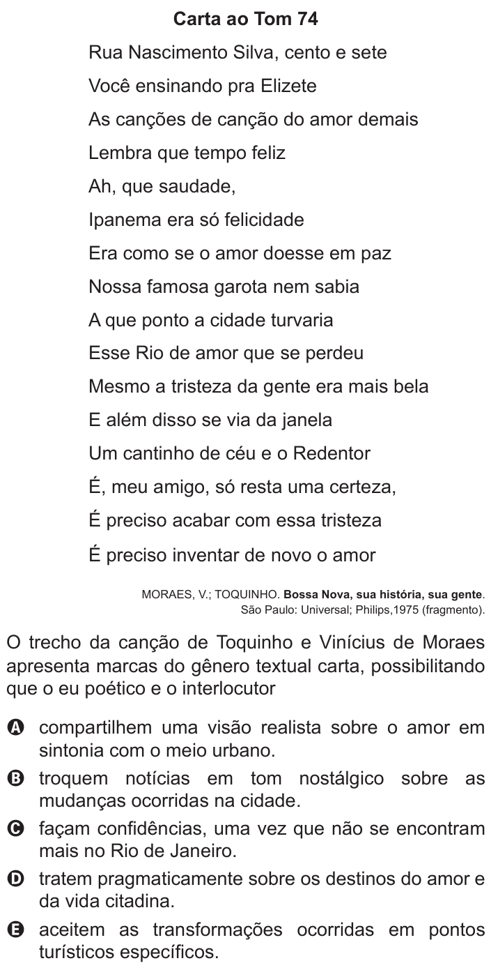 Questão 101 no caderno Azul do ENEM 2015