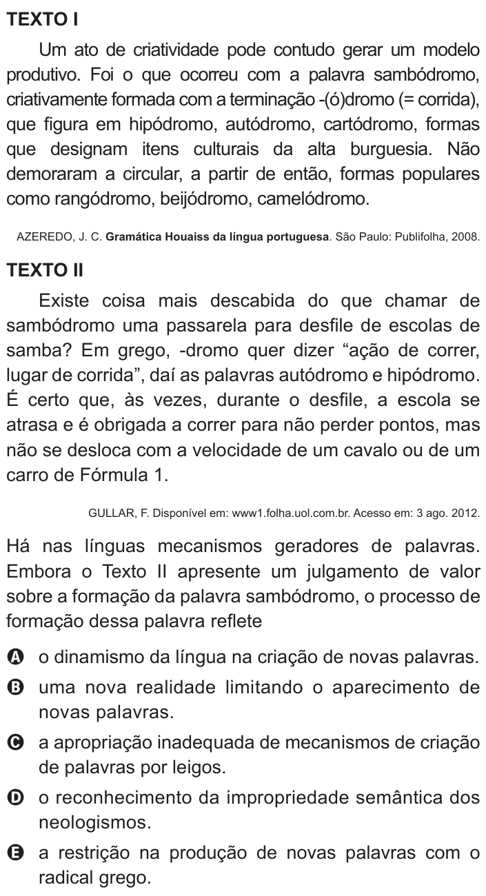 Questão 113 no caderno Azul do ENEM 2015