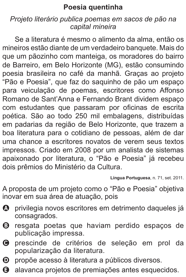 Questão 121 no caderno Azul do ENEM 2015