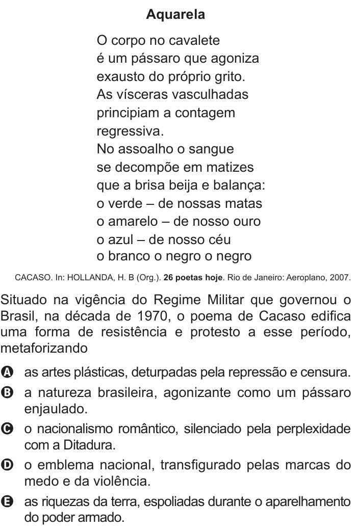 Questão 129 no caderno Azul do ENEM 2015
