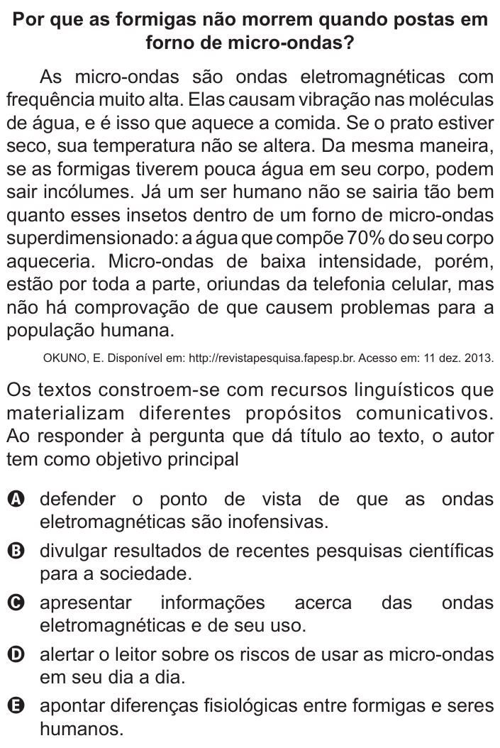 Questão 135 no caderno Azul do ENEM 2015
