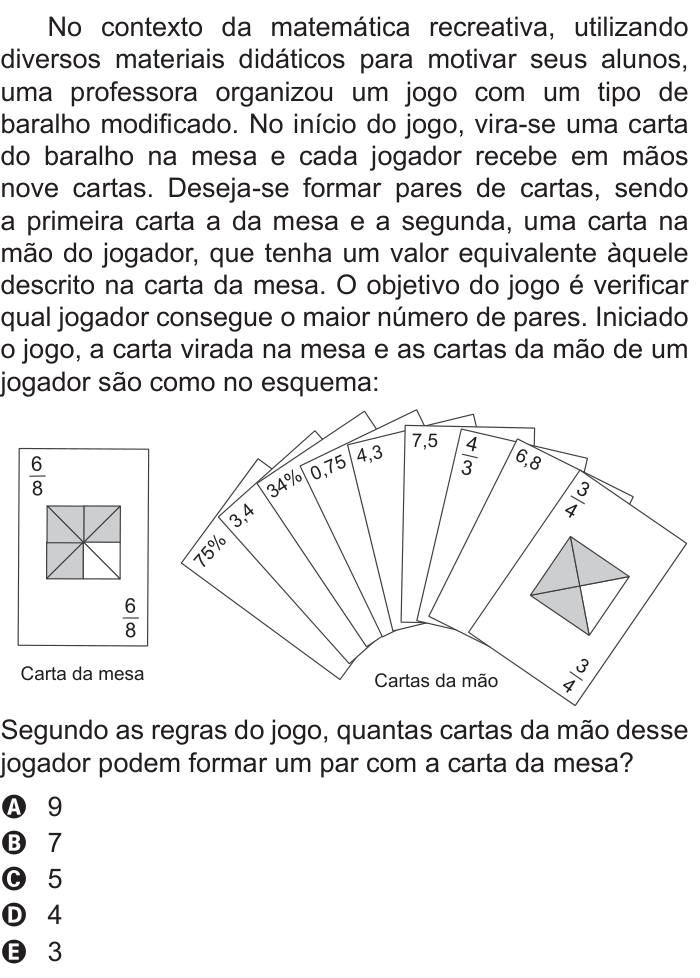 Questão 139 no caderno Azul do ENEM 2015