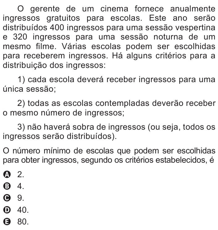 Questão 145 no caderno Azul do ENEM 2015