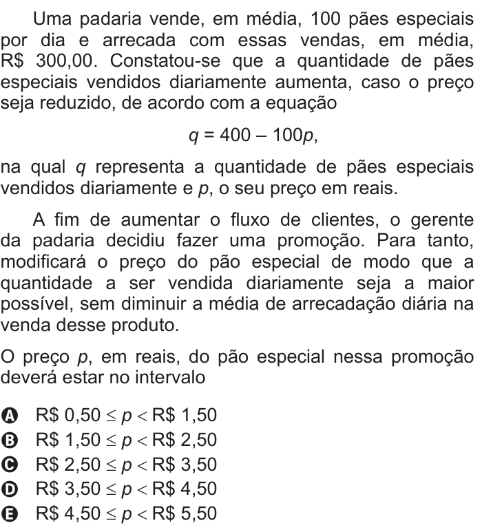 Questão 150 no caderno Azul do ENEM 2015