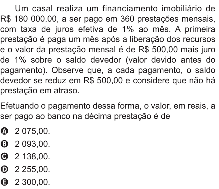 Questão 156 no caderno Azul do ENEM 2015