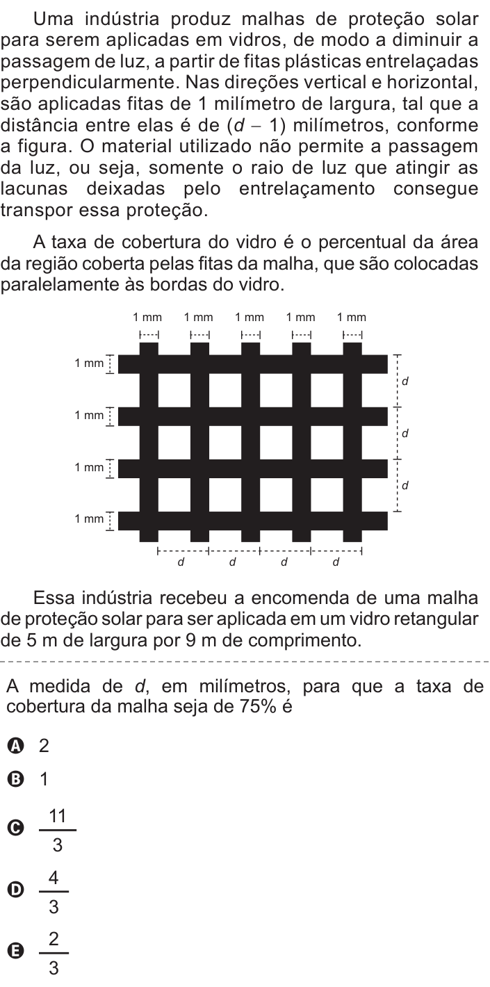 Questão 161 no caderno Azul do ENEM 2015