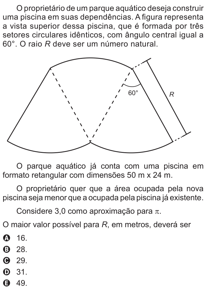 Questão 165 no caderno Azul do ENEM 2015
