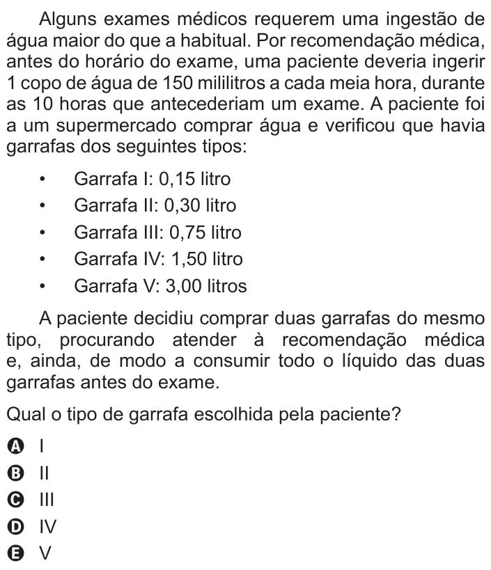 Questão 166 no caderno Azul do ENEM 2015