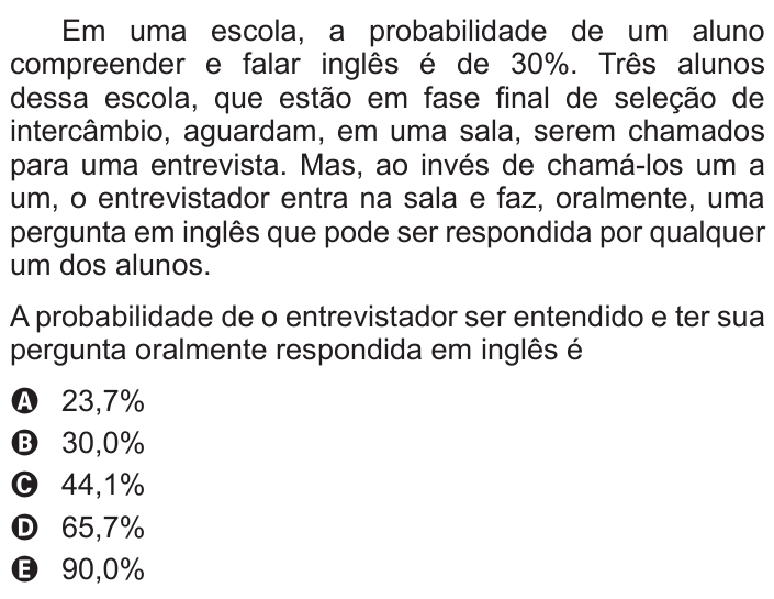 Questão 168 no caderno Azul do ENEM 2015