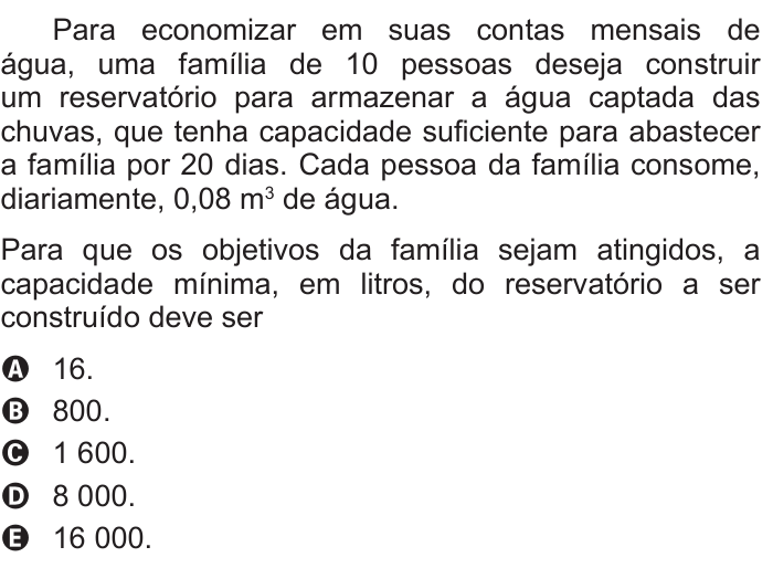 Questão 178 no caderno Azul do ENEM 2015