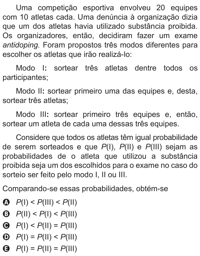 Questão 179 no caderno Azul do ENEM 2015