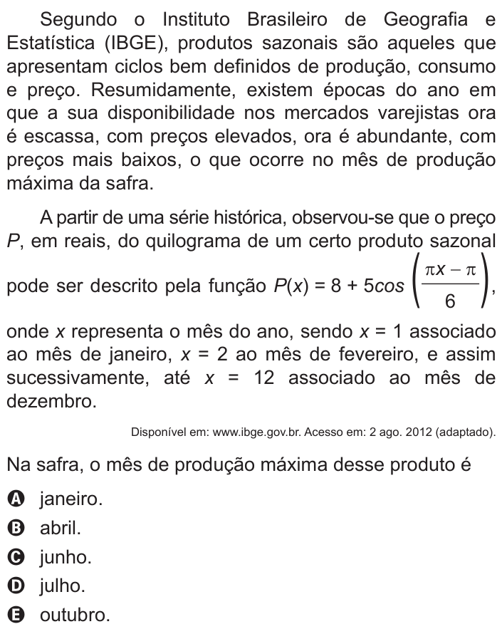 Questão 180 no caderno Azul do ENEM 2015