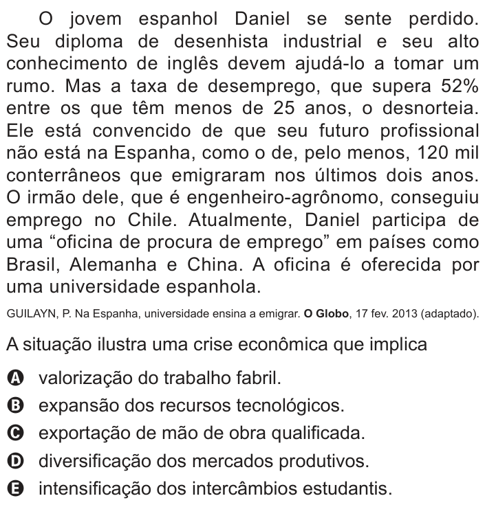 Questão 10 no caderno Azul do ENEM 2014