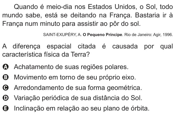 Questão 13 no caderno Azul do ENEM 2014